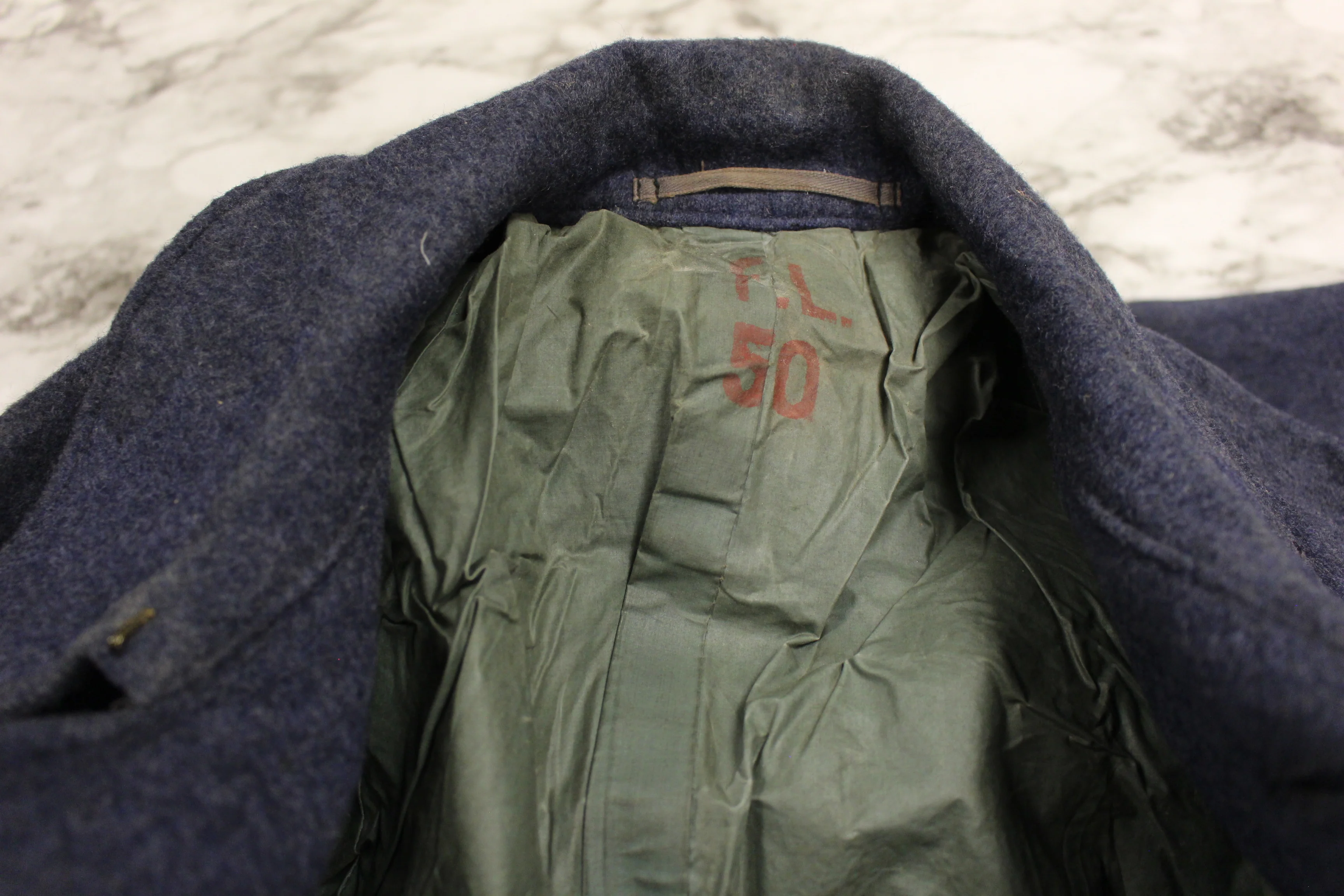 WWII Swiss Army Men's Wool Pea Trench Coat - Size F.L. 50 - Used - Image 5