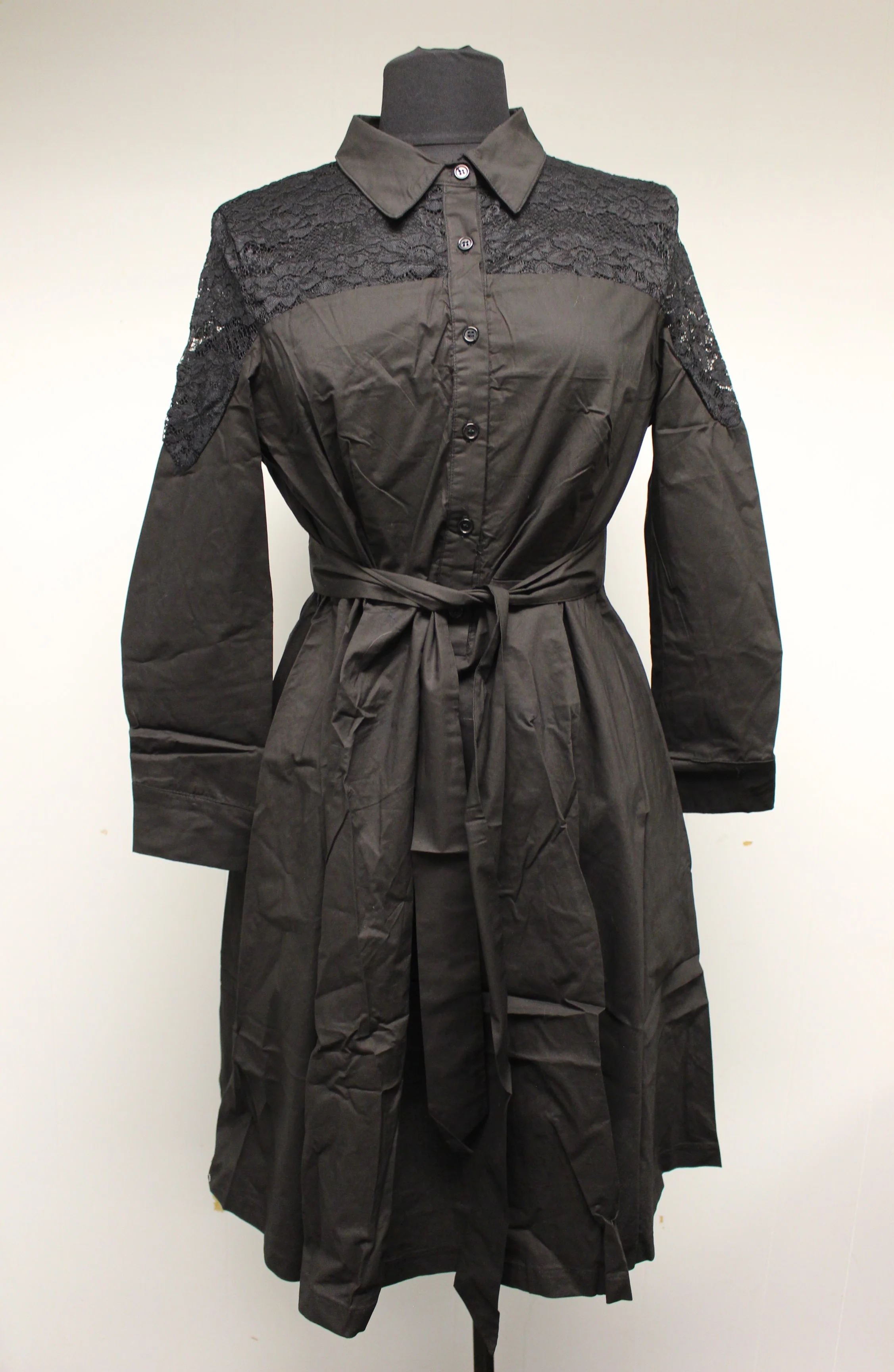 Zeagoo Woman's Bell Sleeve A-Line Midi Dress with Belt - Black & Blue - New - Image 4