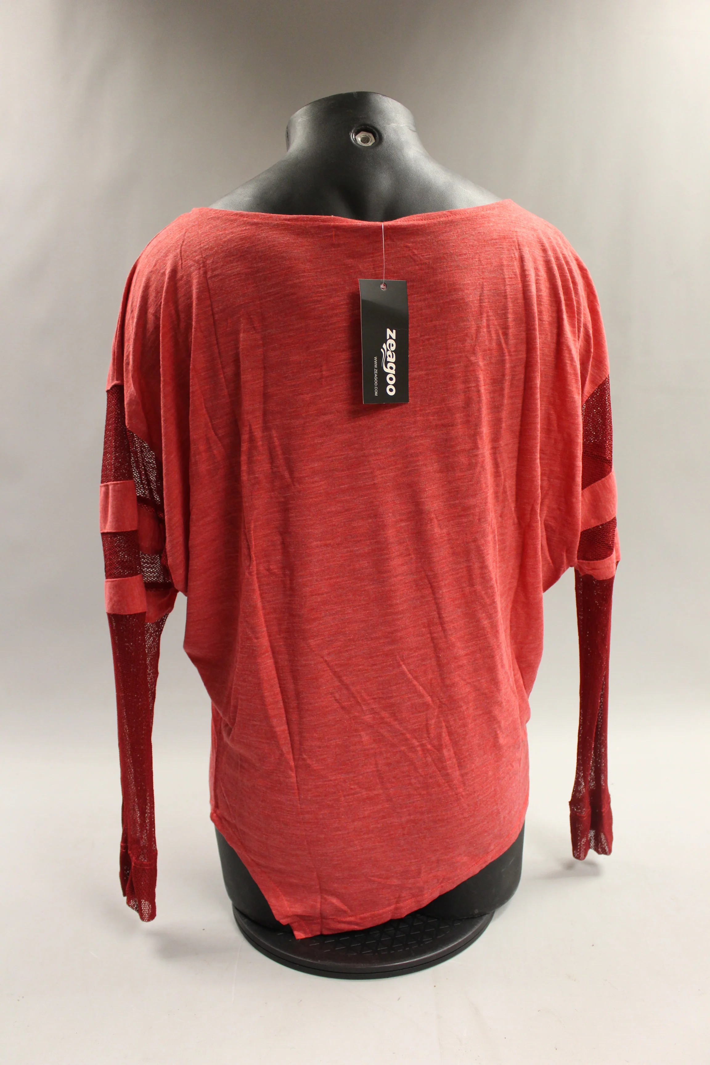 Zeagoo Women's Boat Neck Mesh Sleeve Shirt Size L -Red -New - Image 2