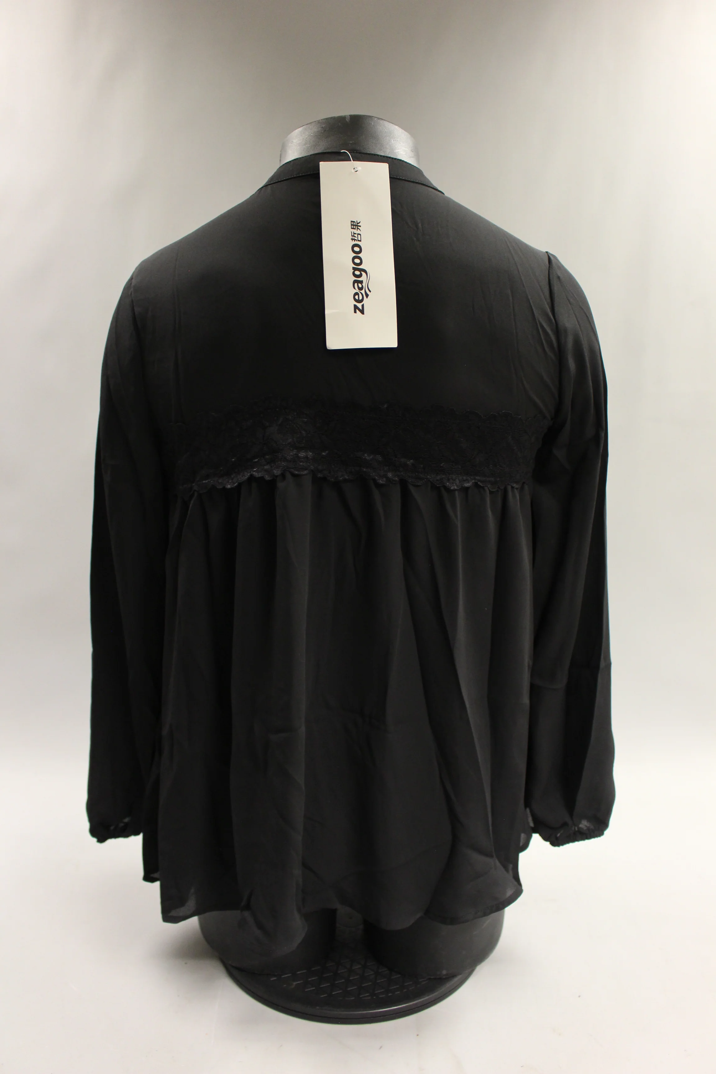 Zeagoo Women's Loose Long Sleeve Casual Chiffon Top - Medium -Black -New - Image 2