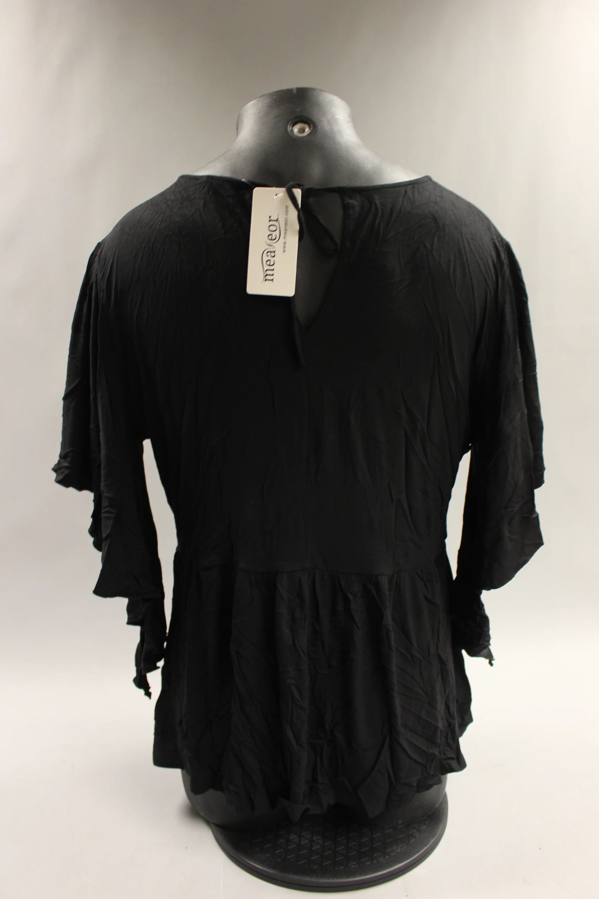 Zeagoo Women's Low Hem Pleated Tunic V Neck Short Sleeve Size XXL -Black -New - Image 2